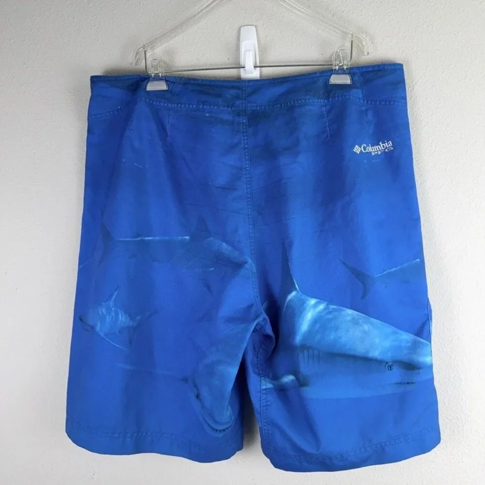 Columbia PFG Offshore Fishing Board Short Blue Shark Men's 40 Inseam 11 UPF 50